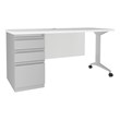 Pemberly Row Metal Teacher's Desk with T-Leg in Arctic Silver/White