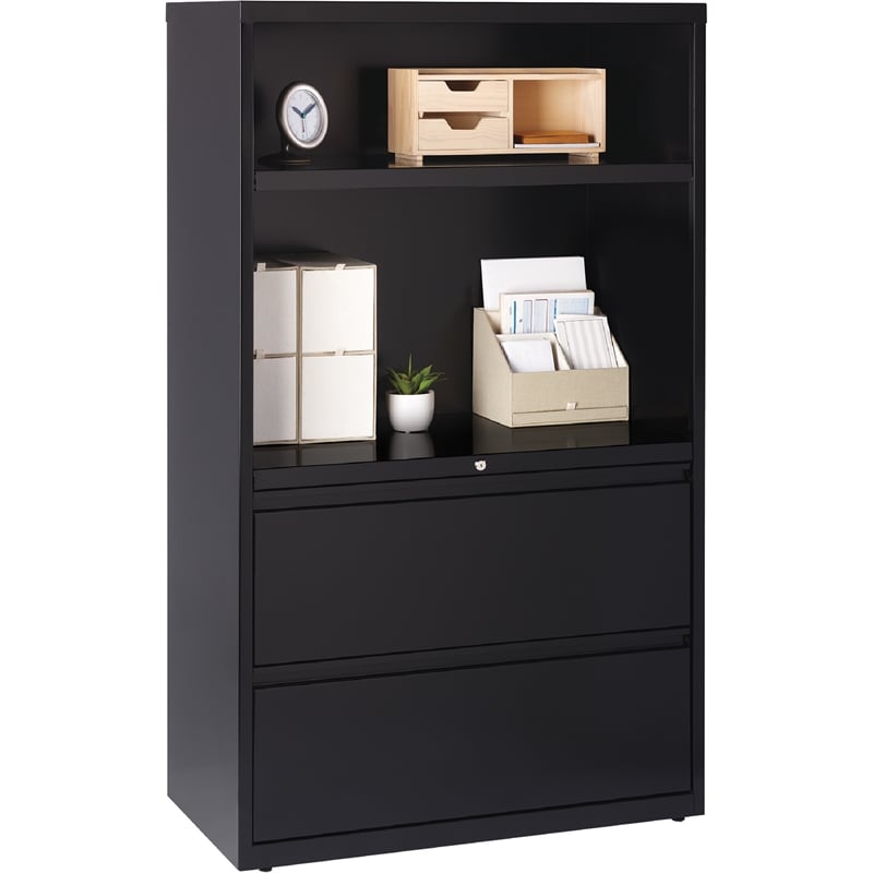 Pemberly Row 36-in Wide 2 Drawer Lateral Combo File Cabinet in Black