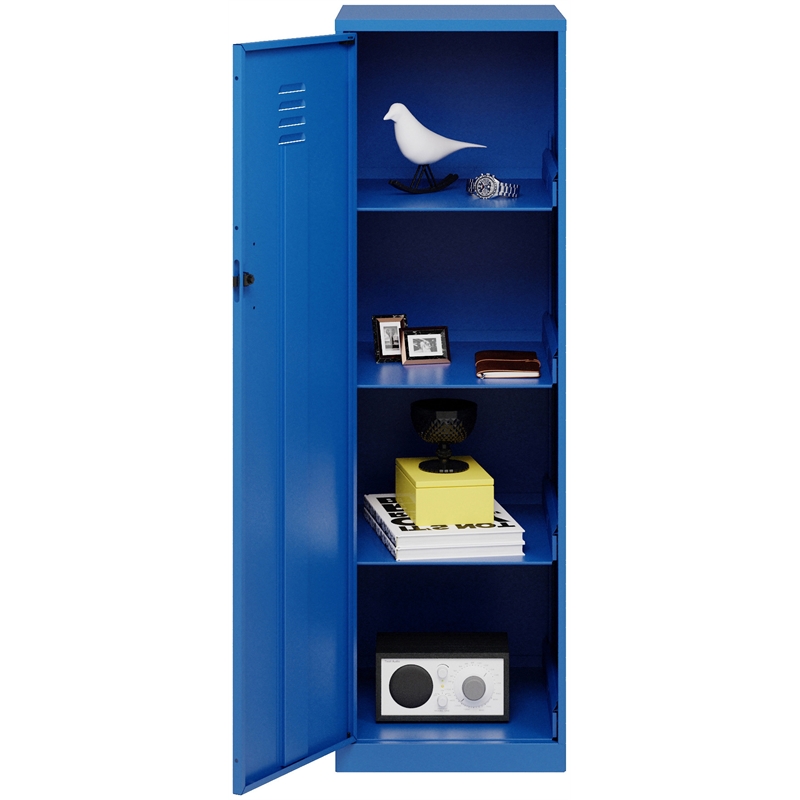Pemberly Row 4 Shelf No Assembly Metal Storage Locker Cabinet in Classic Blue
