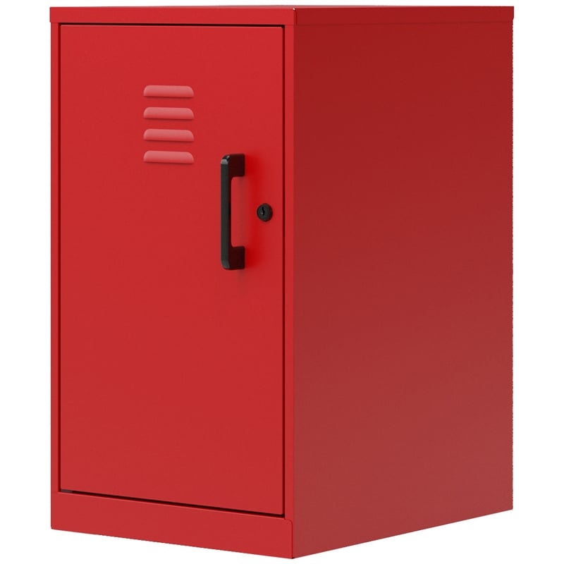 Pemberly Row 2 Shelf Mini No Assembly Metal Storage Locker Cabinet in Lava Red