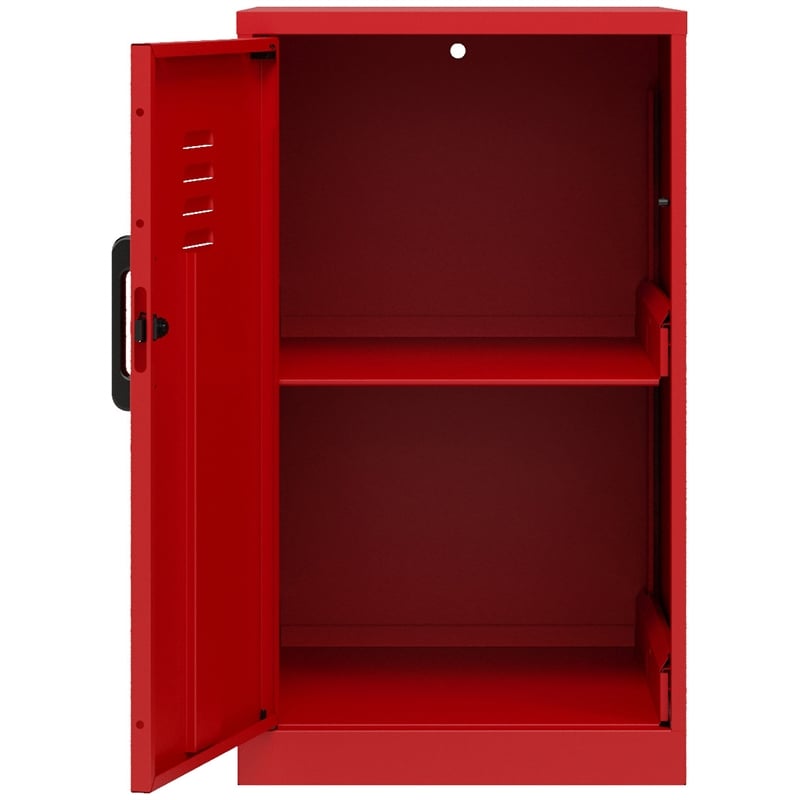 Pemberly Row 2 Shelf Mini No Assembly Metal Storage Locker Cabinet in Lava Red