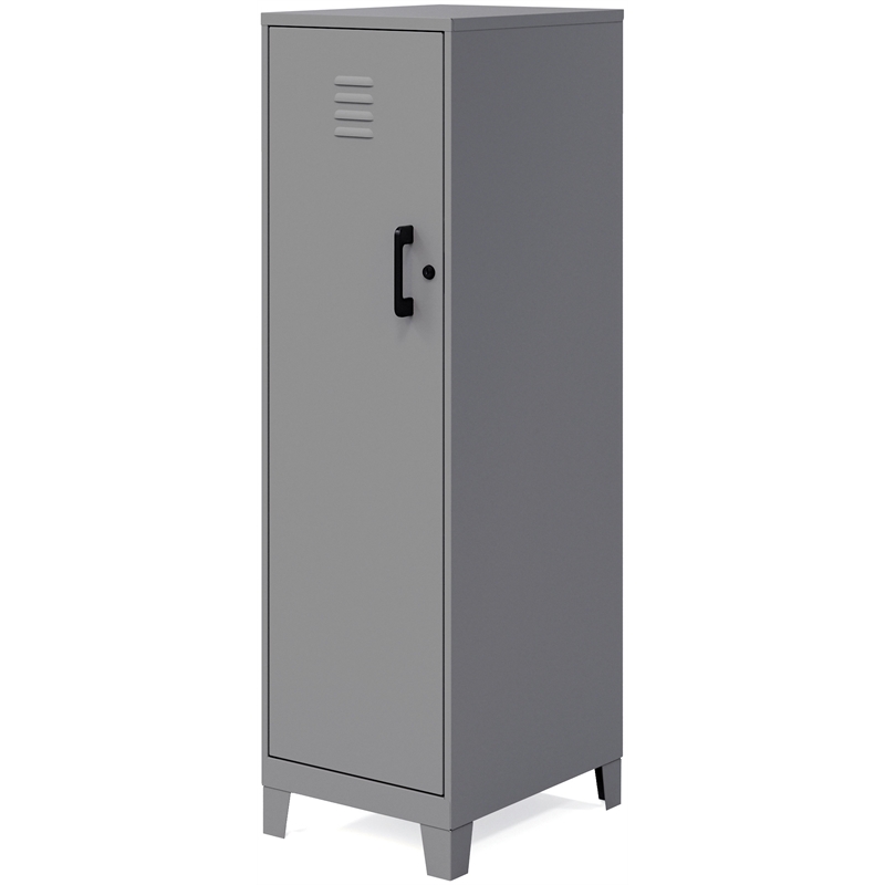 Pemberly Row 4 Shelf No Assembly Metal Storage Locker Cabinet in Arctic Silver