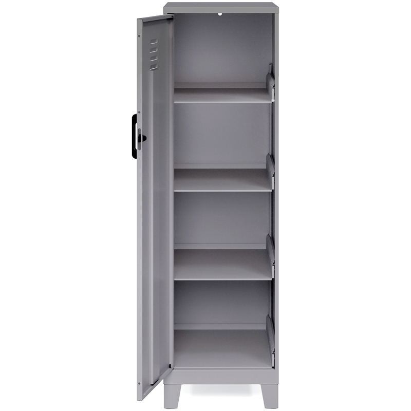 Pemberly Row 4 Shelf No Assembly Metal Storage Locker Cabinet in Arctic Silver