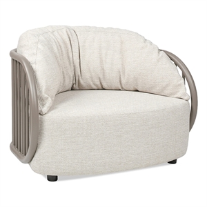 Pemberly Row 42.5&quot Barrel Upholstered Patio Deep Seating Armchair in Oat Beige