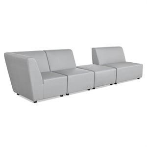 Pemberly Row 34&quot Modular Upholstered Deep Seating Patio Corner Chair in Beige