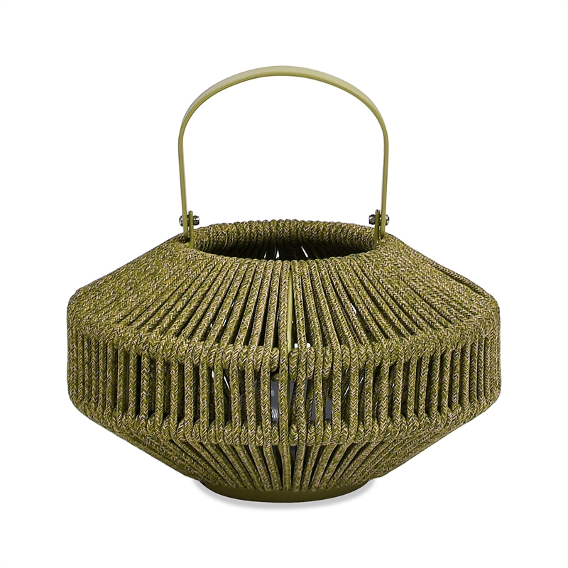 Pemberly Row Indoor/Outdoor Patio Green Lantern Set USB Rechargeable LED Light