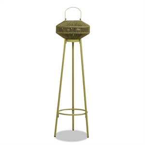 Pemberly Row Indoor/Outdoor Patio Green Lantern Set USB Rechargeable LED Light