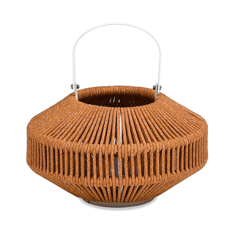 Pemberly Row Patio Floor Light Lantern Set USB Rechargeable LED in Orange