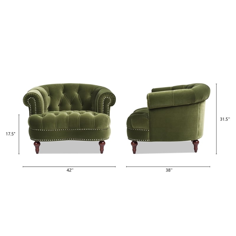 Pemberly Row Contemporary Tufted Upholstered Accent Chair in Olive Green