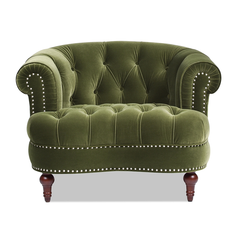 Pemberly Row Contemporary Tufted Upholstered Accent Chair in Olive Green
