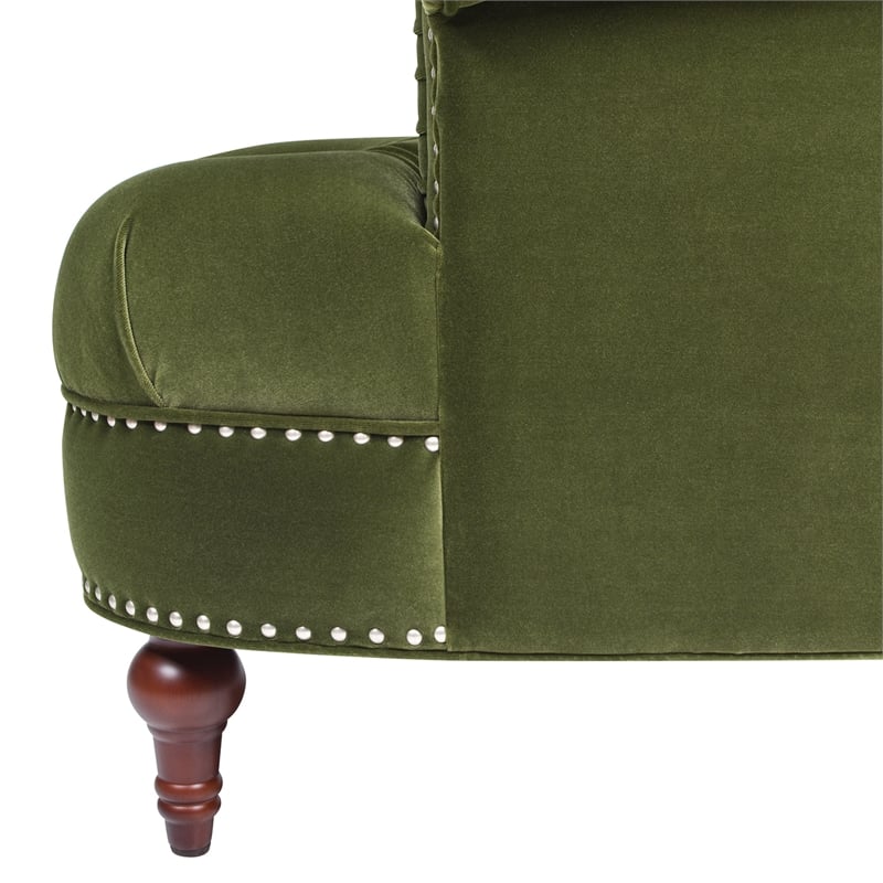 Pemberly Row Contemporary Tufted Upholstered Accent Chair in Olive Green