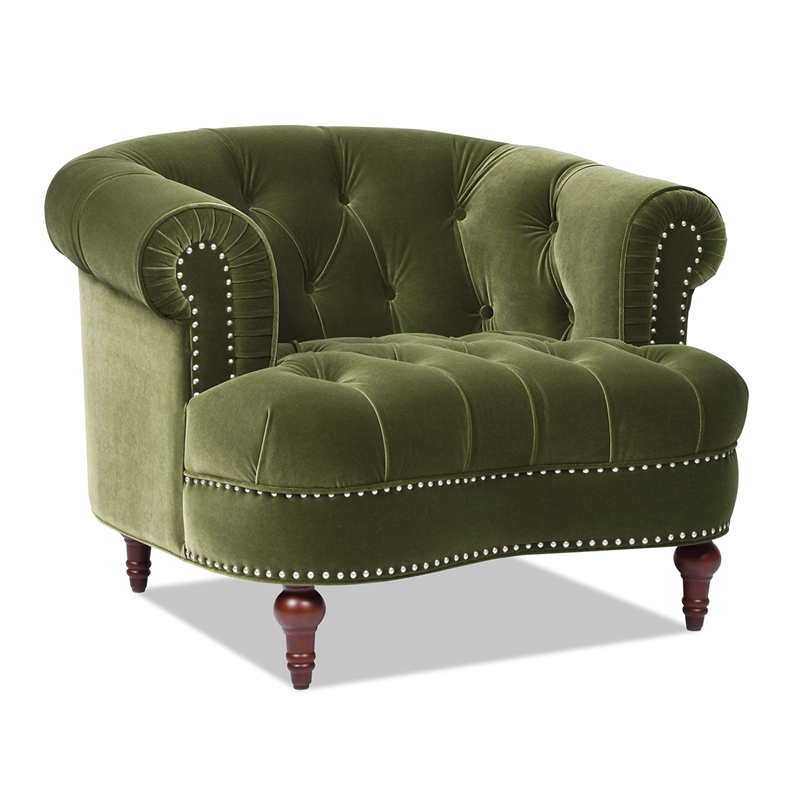 Pemberly Row Contemporary Tufted Upholstered Accent Chair in Olive Green