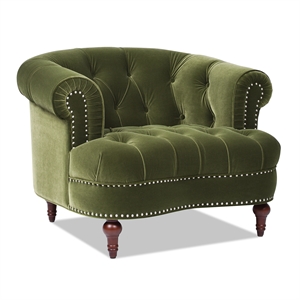Pemberly Row Contemporary Tufted Upholstered Accent Chair in Olive Green