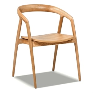 Pemberly Row 21&quot Scandinavian Sculpted Oak Wood Dining Chair in Natural Brown