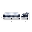 Pemberly Row Contemporary 3-Cushion Tight Back Sofa in Blue Lattice