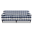 Pemberly Row Contemporary 3-Cushion Tight Back Sofa in Blue Lattice