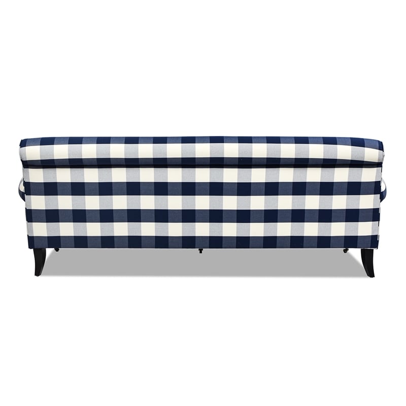 Pemberly Row Contemporary 3-Cushion Tight Back Sofa in Blue Lattice