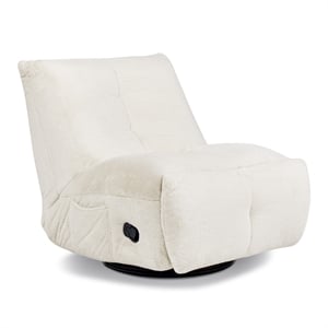 Pemberly Row 35.5&quot Swivel Glider Manual Recliner Gaming Lounge Chair in White