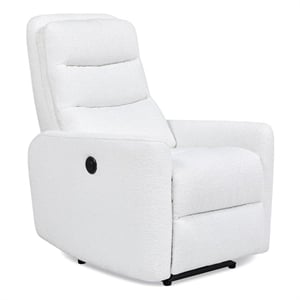 Pemberly Row 35.5&quot High-Back Power Recliner Motion Chair in Chiffon White Boucle
