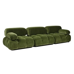 Pemberly Row 109.5&quot Bubble Modular 3-Piece Sofa in Olive Green