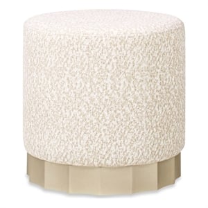 Pemberly Row 18&quot Round Upholstered Ottoman with Scalloped Base