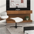 Pemberly Row Contemporary Genuine Leather Footstool Ottoman in White