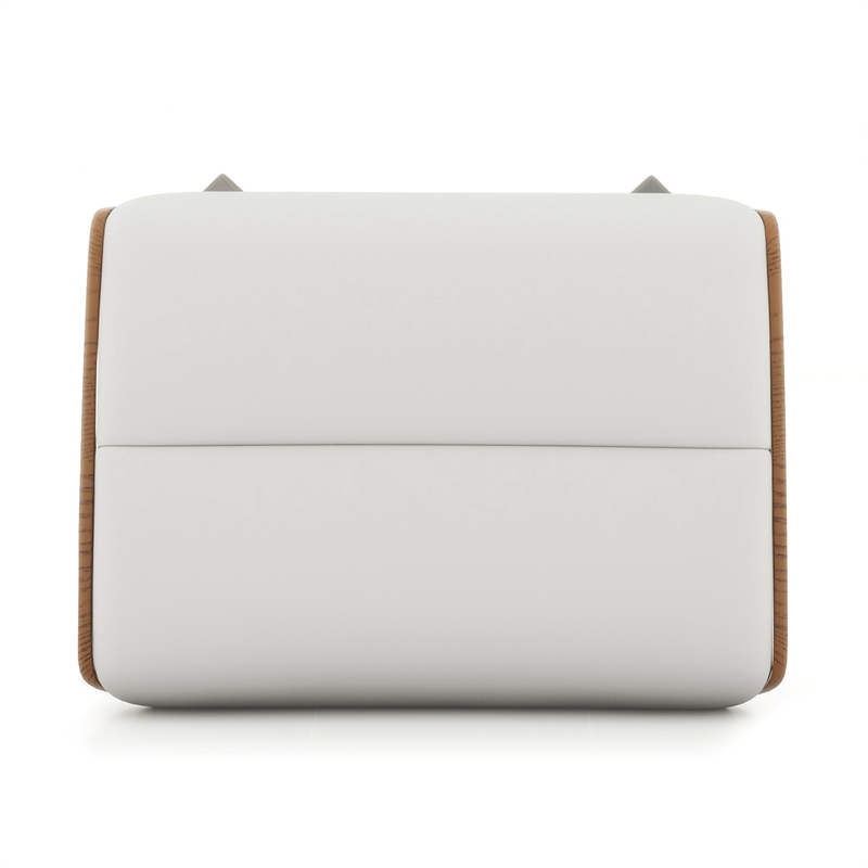 Pemberly Row Contemporary Genuine Leather Footstool Ottoman in White