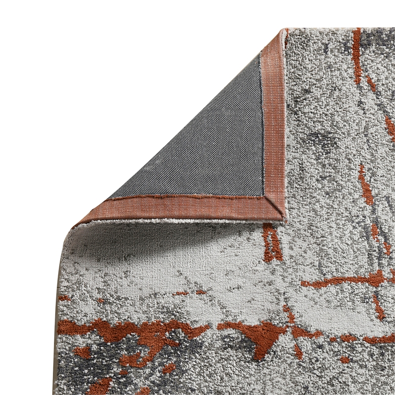 Pemberly Row 5' x 6.5' Abstract Stone Area Rug in Gray and Orange