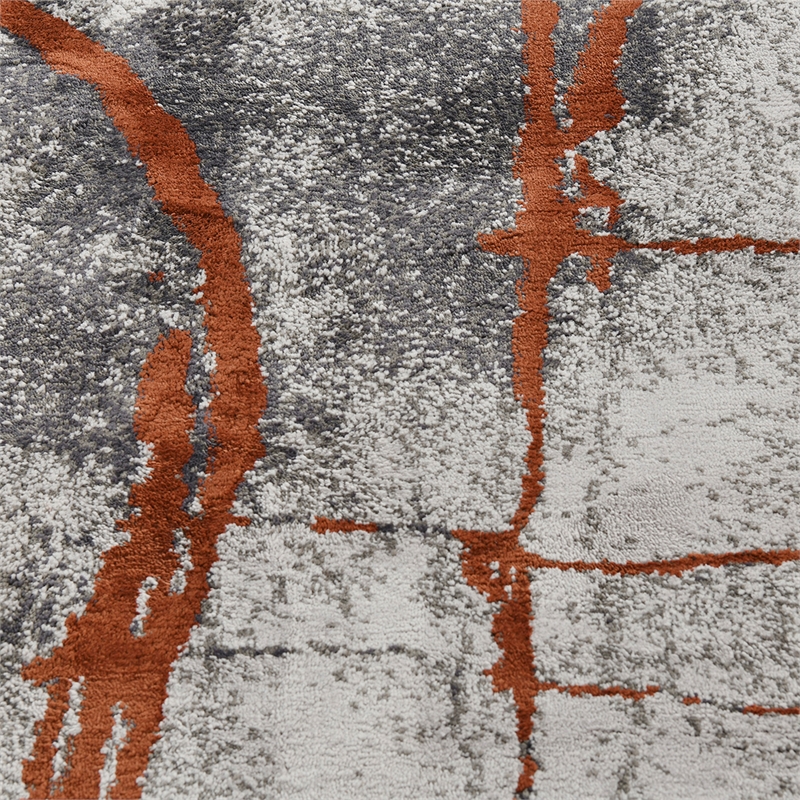 Pemberly Row 5' x 6.5' Abstract Stone Area Rug in Gray and Orange