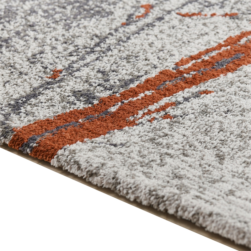 Pemberly Row 5' x 6.5' Abstract Stone Area Rug in Gray and Orange
