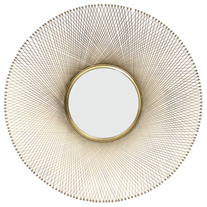 Pemberly Row Contemporary 45&quot Round Gold Sunburst Accent Mirror