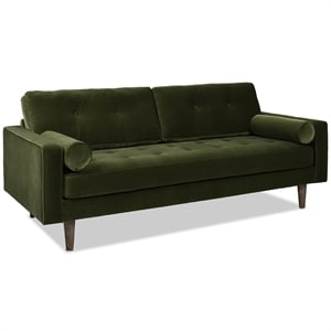 Pemberly Row Contemporary 84.5&quot Mid-Century Modern Sofa in Olive Green