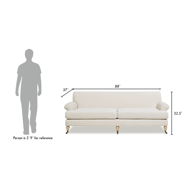 Pemberly Row Contemporary 2-Cushion Tightback Sofa in French Beige