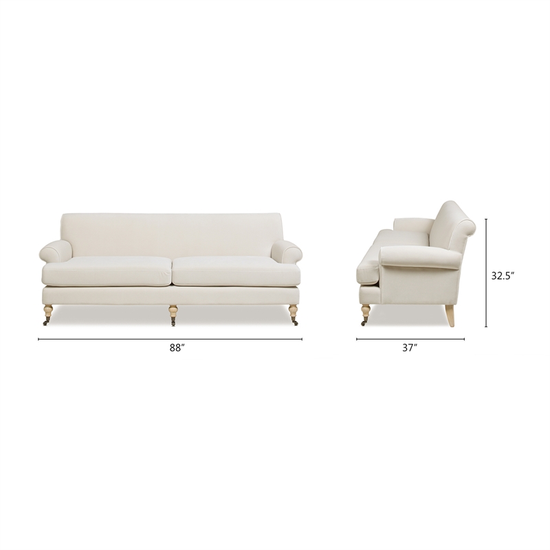 Pemberly Row Contemporary 2-Cushion Tightback Sofa in French Beige