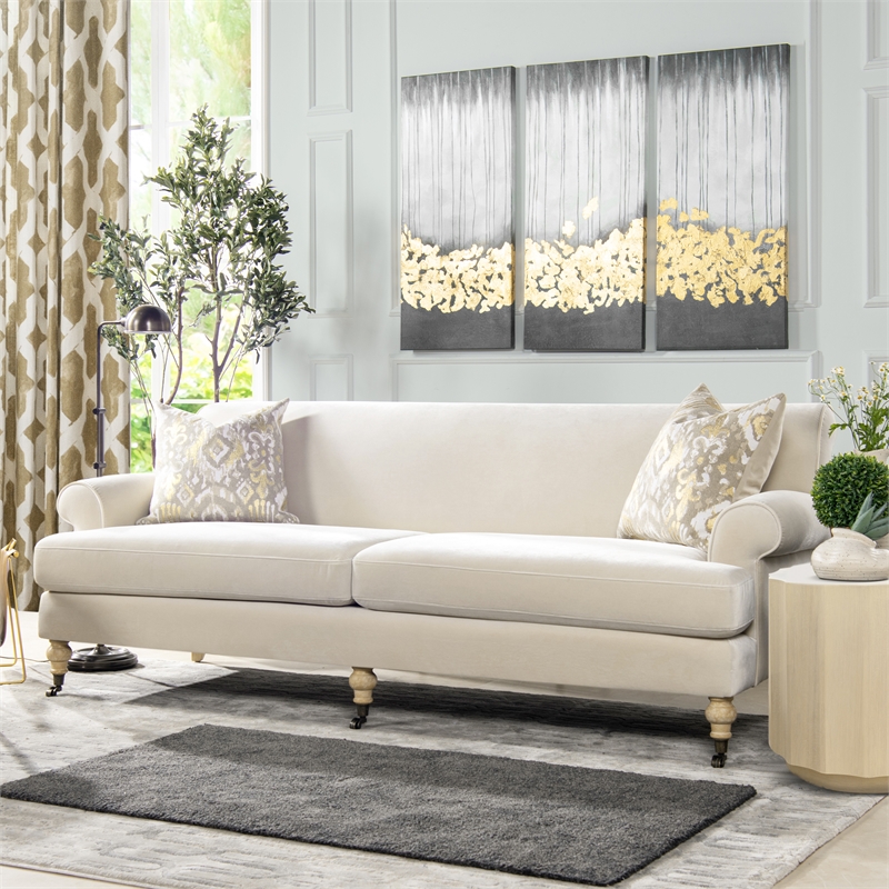 Pemberly Row Contemporary 2-Cushion Tightback Sofa in French Beige