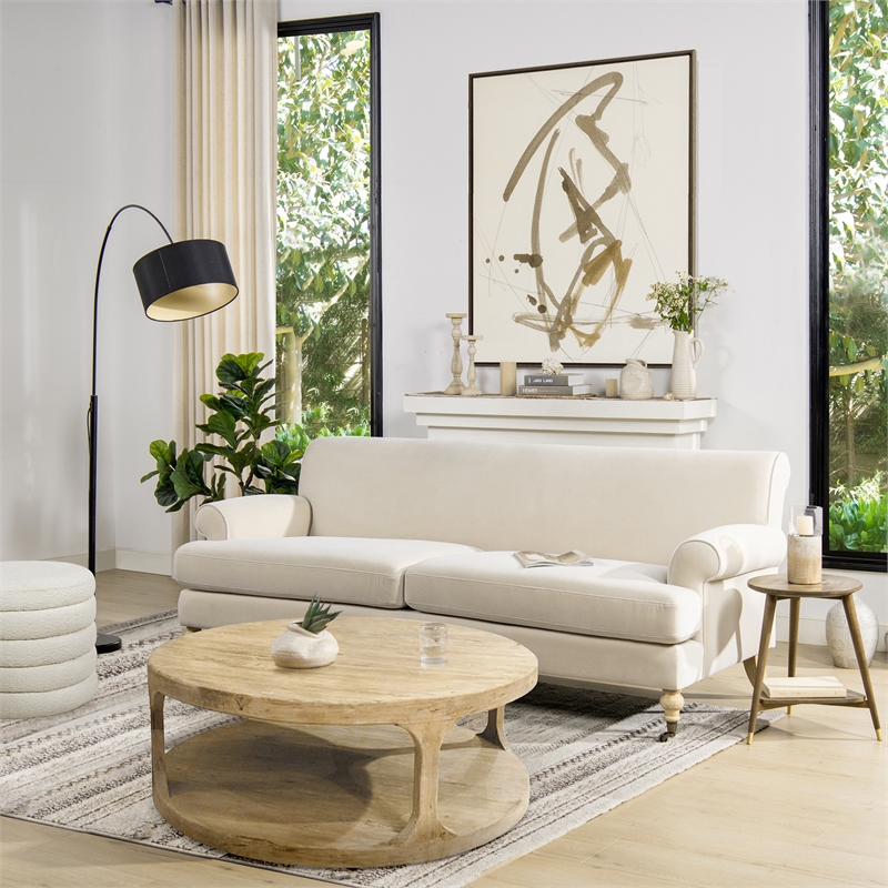 Pemberly Row Contemporary 2-Cushion Tightback Sofa in French Beige