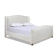 Pemberly Row King Upholstered Wingback Panel Bed Frame in Antique White