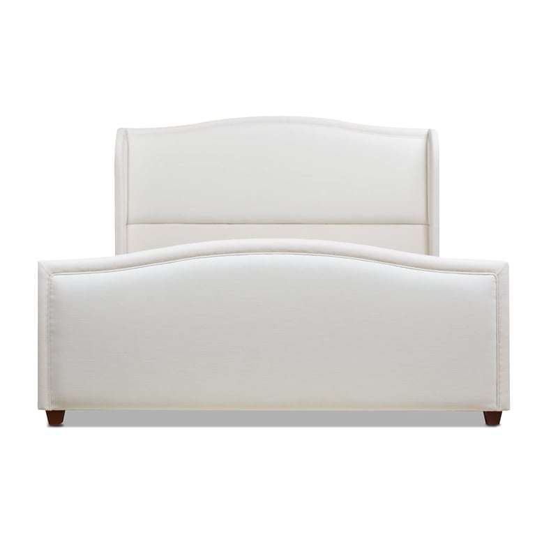 Pemberly Row King Upholstered Wingback Panel Bed Frame in Antique White