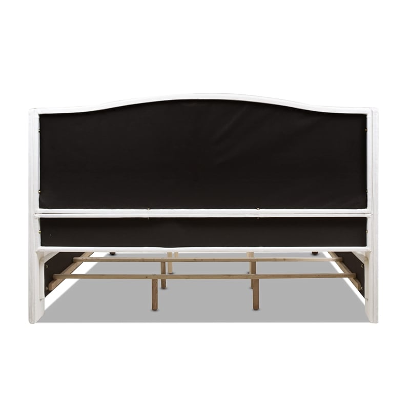 Pemberly Row King Upholstered Wingback Panel Bed Frame in Antique White