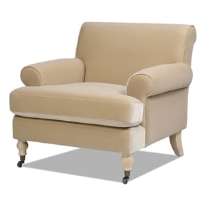 Pemberly Row 38&quot Accent Arm Chair with Metal Casters in Fawn Brown