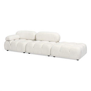 Pemberly Row 109.5&quot Modular Chaise Single Arm 3-Piece Sofa in Ivory White Boucle