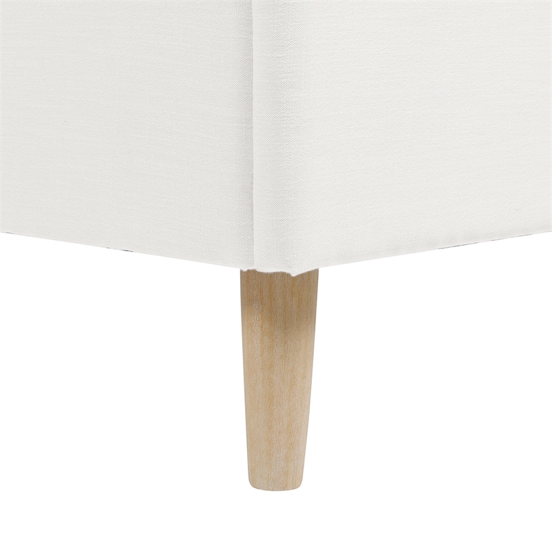 Pemberly Row Queen Wavy Headboard Platform Bed in Antique White