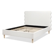 Pemberly Row Queen Wavy Headboard Platform Bed in Antique White