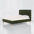 Pemberly Row Queen Wavy Headboard Platform Bed in Olive Green Velvet