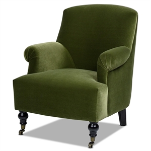 Pemberly Row 30&quot Pleated Sock Arm Accent Armchair in Olive Green Velvet