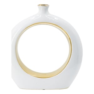 Pemberly Row Contemporary 12&quot Decorative Ceramic Vase in White