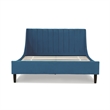 Pemberly Row Queen Tufted Headboard Platform Bed in Satin Teal Velvet
