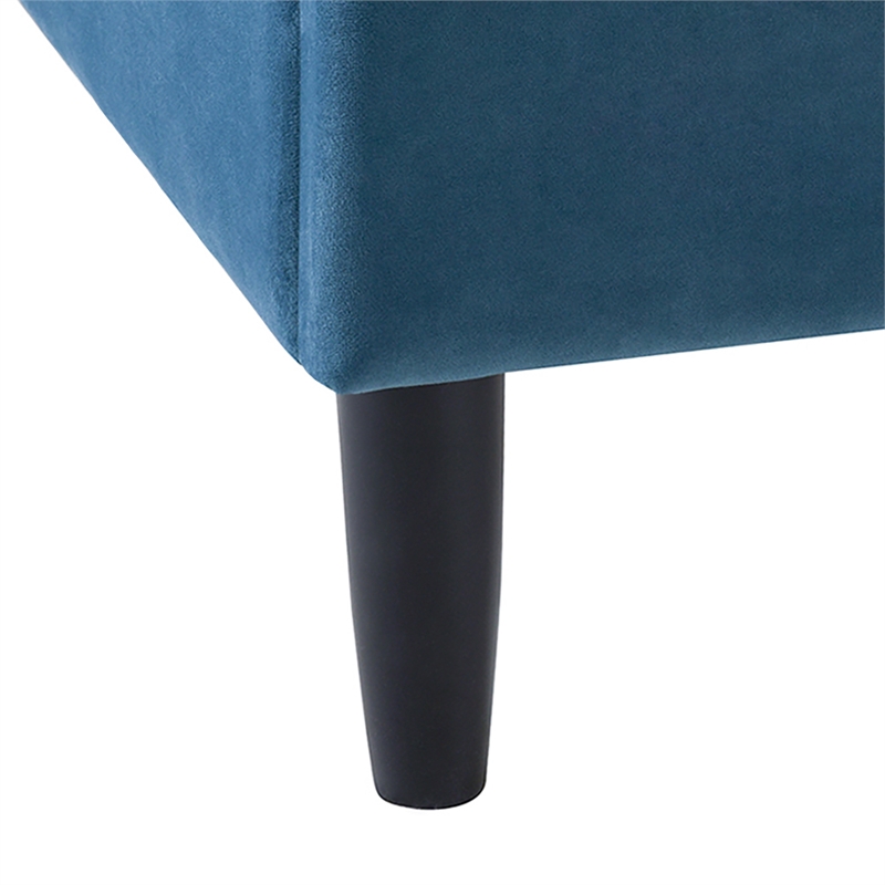 Pemberly Row Queen Tufted Headboard Platform Bed in Satin Teal Velvet