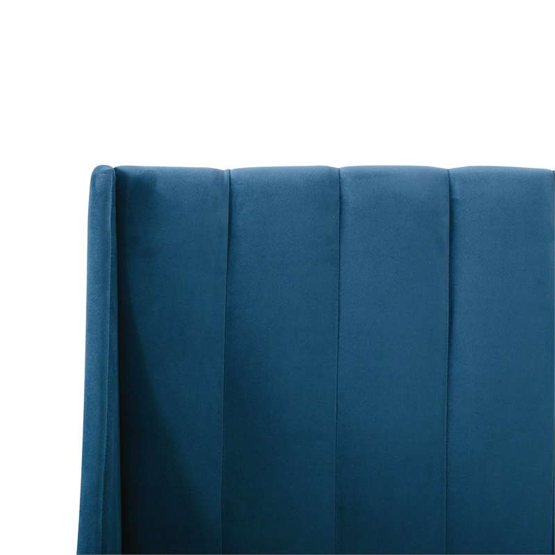 Pemberly Row Queen Tufted Headboard Platform Bed in Satin Teal Velvet