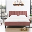Pemberly Row Contemporary Queen Upholstered Platform Bed in Ash Rose